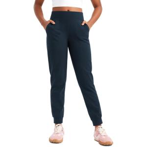 imageCRZ YOGA Butterlift Girls Joggers with Pockets  Athletic Active Casual Lounge Running Pants for Kids Teen SoftTwilight Blue