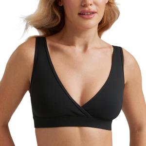 imageCRZ YOGA Butterluxe Maternity Nursing Bras for Women Crossover Wireless Sleep Breastfeeding Lounge Pregnancy Bralette ComfyBlack