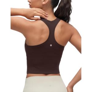 imageCRZ YOGA Butterluxe Scoop Neck Yoga Tank Racerback Workout Sleeveless Tops for Women Crop Athletic Tight Casual ShirtsHot Fudge Brown