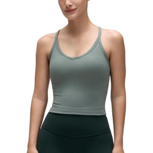 imageCRZ YOGA Butterluxe Soft Double Lined V Neck Camisole Tops for Women Casual Racerback Yoga Tight Sleeveless ShirtsGrey Sage