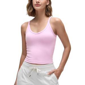 imageCRZ YOGA Butterluxe Soft Double Lined V Neck Camisole Tops for Women Casual Racerback Yoga Tight Sleeveless ShirtsVita Pink