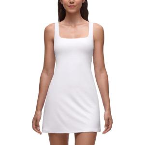 imageCRZ YOGA Butterluxe Square Neck Tennis Dresses for Women A line Mini Casual Travel Holiday Summer Outfits with Shelf BraWhite