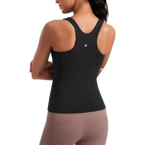 imageCRZ YOGA Butterluxe Womens Racerback Workout Tank Top with Built in Bra  Padded High Neck Yoga Athletic CamisoleBlack
