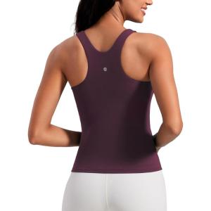 imageCRZ YOGA Butterluxe Womens Racerback Workout Tank Top with Built in Bra  Padded High Neck Yoga Athletic CamisoleDeep Purple