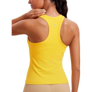 imageCRZ YOGA Butterluxe Womens Racerback Workout Tank Tops High Neck Sleeveless Camisole Athletic Gym ShirtsHigh Visibility Yellow