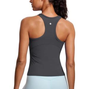 imageCRZ YOGA Butterluxe Womens Racerback Workout Tank Tops High Neck Sleeveless Camisole Athletic Gym ShirtsMysterious Grey