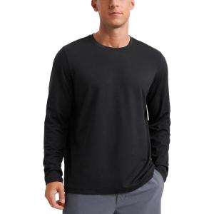 imageCRZ YOGA Cloud Jersey Mens Long Sleeve Shirts Breathable Casual Workout Crewneck TShirts Soft Basic TopsBlack