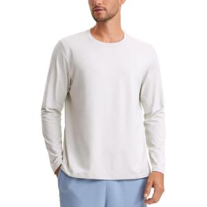 imageCRZ YOGA Cloud Jersey Mens Long Sleeve Shirts Breathable Casual Workout Crewneck TShirts Soft Basic TopsMilky White