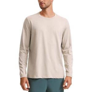 imageCRZ YOGA Cloud Jersey Mens Long Sleeve Shirts Breathable Casual Workout Crewneck TShirts Soft Basic TopsMojave Tan