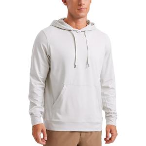 imageCRZ YOGA Cloud Jersey Mens Pullover Hoodie Casual Workout Long Sleeve Basic Hooded Sweatshirt with PocketMilky White