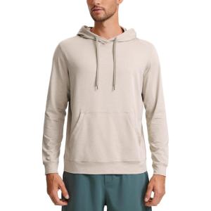 imageCRZ YOGA Cloud Jersey Mens Pullover Hoodie Casual Workout Long Sleeve Basic Hooded Sweatshirt with PocketMojave Tan