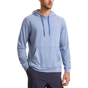 imageCRZ YOGA Cloud Jersey Mens Pullover Hoodie Casual Workout Long Sleeve Basic Hooded Sweatshirt with PocketSlate Blue