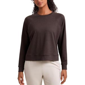imageCRZ YOGA Cloud Jersey Pullover Sweatshirt for Women Long Sleeve Soft Casual Crewneck Tops Basic Workout Fall ShirtsHot Fudge Brown