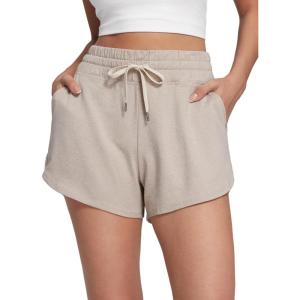 imageCRZ YOGA Cloud Jersey Sweat Shorts Women 3 High Waisted Dolphin for Casual Athletic Lounge with PocketsMojave Tan