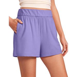 imageCRZ YOGA Comfy Ribbed Sweat Shorts for Women High Waisted Lyocell for Casual Lounge Athletic Jersey with PocketsDark Lavender Purple