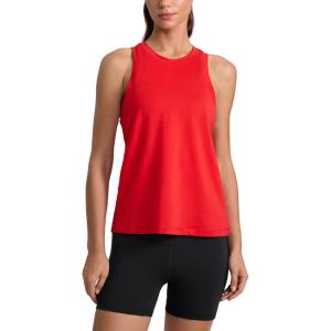 imageCRZ YOGA CottonBlend Workout Racerback Tank for Women Athletic High Neck Breathable Tops Casual Basic Sleeveless ShirtsDeep Red