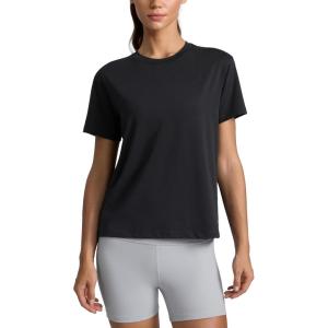 imageCRZ YOGA CottonBlend Workout Tops for Women Breathable Gym Athletic Short Sleeve Shirts Quick Dry Casual Basic TShirtBlack