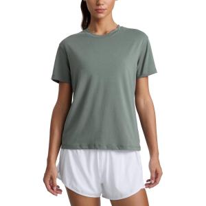 imageCRZ YOGA CottonBlend Workout Tops for Women Breathable Gym Athletic Short Sleeve Shirts Quick Dry Casual Basic TShirtGrey Sage