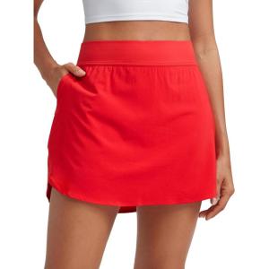 imageCRZ YOGA Dolphin Golf Skirts for Women A Line High Waisted Casual Athletic Mini Tennis Pickleball Skort with Zipper PocketDeep Red
