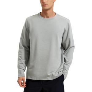 imageCRZ YOGA Fleece Crewneck Sweatshirt for Men Long Sleeve Breathable Workout Casual Pullover Basic Sweat ShirtsSterling