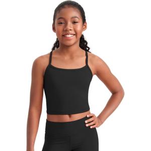 imageCRZ YOGA Girl Butterluxe Double Lined Sleeveless Tank Tops  Camisole Spaghetti Y Back for Teen Kid Sports DanceBlack