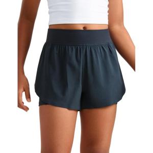 imageCRZ YOGA Girls 2 in 1 Dolphin Athletic Running Shorts with Pockets High Waist Teen Kid Workout Casual Tennis Soccer SplitTrue Navy