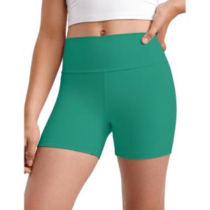 imageCRZ YOGA Girls Butterluxe Athletic Biker Shorts  Kids Teen High Waist Lounge Active Dance Yoga Running Buttery SoftCascadia Green