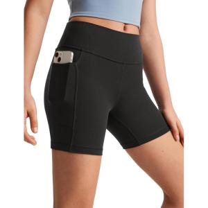 imageCRZ YOGA Girls Butterluxe Athletic High Waist Biker Shorts with Pockets  Lounge Active Dance Yoga Running Kids TeenBlack