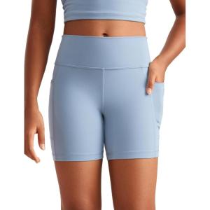 imageCRZ YOGA Girls Butterluxe Athletic High Waist Biker Shorts with Pockets  Lounge Active Dance Yoga Running Kids TeenCambric Blue
