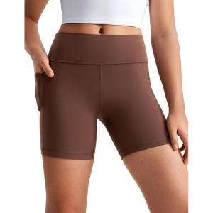 imageCRZ YOGA Girls Butterluxe Athletic High Waist Biker Shorts with Pockets  Lounge Active Dance Yoga Running Kids TeenCoffee Brown