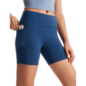 imageCRZ YOGA Girls Butterluxe Athletic High Waist Biker Shorts with Pockets  Lounge Active Dance Yoga Running Kids TeenFrench Navy