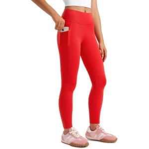 imageCRZ YOGA Girls Butterluxe Athletic Leggings with Pockets  High Waist Lounge Kids Teen Pants Yoga Active Dance Running TightsDeep Red