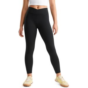 imageCRZ YOGA Girls Butterluxe Crossover Athletic Leggings  High Waist V Cross Kids Lounge Pants Yoga Active Dance Running TightsBlack