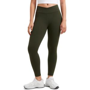 imageCRZ YOGA Girls Butterluxe Crossover Athletic Leggings  High Waist V Cross Kids Lounge Pants Yoga Active Dance Running TightsOlive Green