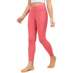 imageCRZ YOGA Girls Butterluxe Crossover Athletic Leggings  High Waist V Cross Kids Lounge Pants Yoga Active Dance Running TightsRaspberry Sorbet