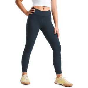imageCRZ YOGA Girls Butterluxe Crossover Athletic Leggings  High Waist V Cross Kids Lounge Pants Yoga Active Dance Running TightsTrue Navy