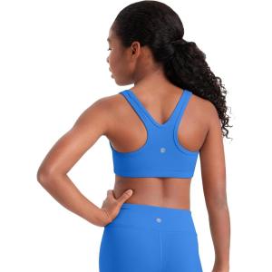 imageCRZ YOGA Girls Butterluxe Sports Bras  Scoop Neck Racerback Training Yoga Crop Top for Teens Kids DanceSparkle Blue
