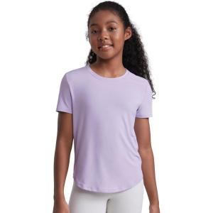 imageCRZ YOGA Girls Cloudweight Athletic T Shirts Short Sleeve Tees Crew Neck Side Slit Teen Kids Active Gym Casual Quick DryLilac Air