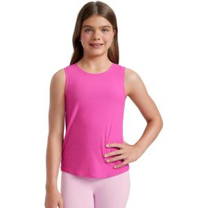 imageCRZ YOGA Girls Cloudweight Athletic Tank Tops Hip Length Crew Neck Sleeveless Teen Kids Active Casual Dance YogaLight Purple