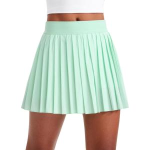 imageCRZ YOGA Girls Pleated Skirt with Shorts Tennis Athletic School Kids Teen Skorts with PocketsMint Moment
