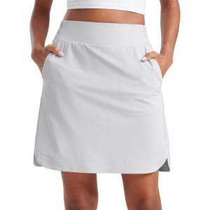 imageCRZ YOGA Golf Skirts for Women 18 High Waisted A Line Athletic Casual Tennis Skort with Shorts PocketsPlatinum Grey