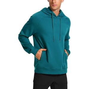 imageCRZ YOGA Hoodies for Men French Terry Hooded Sweatshirts Workout Athletic Casual Pullover Tops with PocketGreen Jade