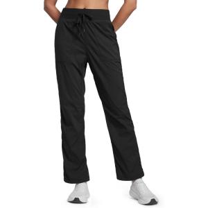 imageCRZ YOGA Lightweight Straight Leg Workout Pants for Women 28quot30quot Casual Ruched Work Gym Athletic Joggers with PocketsBlack