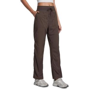 imageCRZ YOGA Lightweight Straight Leg Workout Pants for Women 28quot30quot Casual Ruched Work Gym Athletic Joggers with PocketsHot Fudge Brown