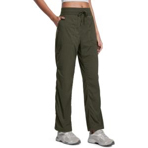 imageCRZ YOGA Lightweight Straight Leg Workout Pants for Women 28quot30quot Casual Ruched Work Gym Athletic Joggers with PocketsOlive Green