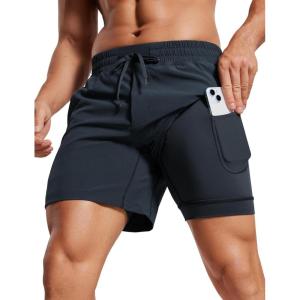 imageCRZ YOGA Mens 2 in 1 Running Shorts with Liner  5 Quick Dry for Workout Sports Athletic with PocketsTrue Navy