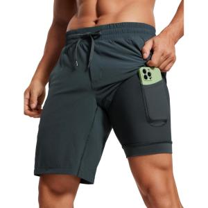 imageCRZ YOGA Mens 2 in 1 Running Shorts with Liner  9 Quick Dry for Workout Sports Athletic with PocketsMelanite