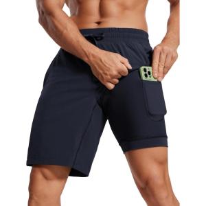 imageCRZ YOGA Mens 2 in 1 Running Shorts with Liner  9 Quick Dry for Workout Sports Athletic with PocketsNavy