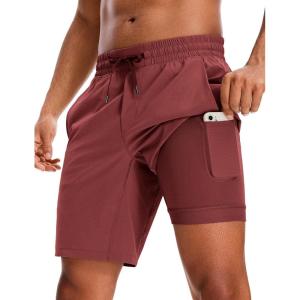 imageCRZ YOGA Mens 2 in 1 Running Shorts with Liner  9 Quick Dry for Workout Sports Athletic with PocketsSavannah
