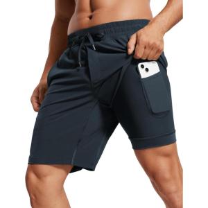 imageCRZ YOGA Mens 2 in 1 Running Shorts with Liner  9 Quick Dry for Workout Sports Athletic with PocketsTrue Navy